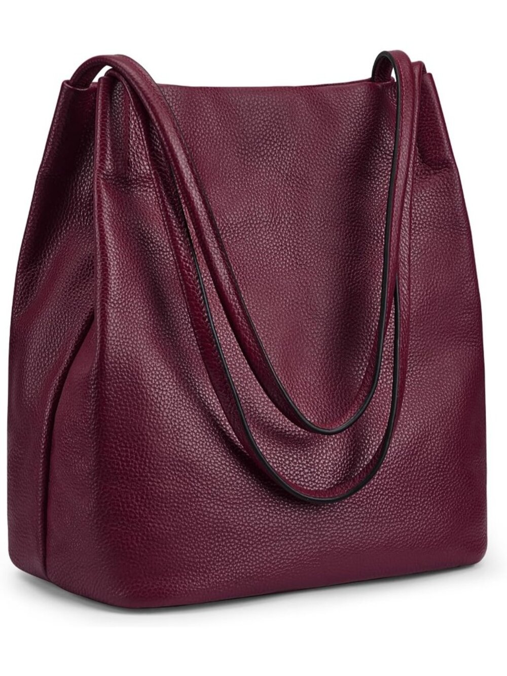 Women's Dark Purple Soft Genuine Leather Totes with Top Magnetic Snap Closure